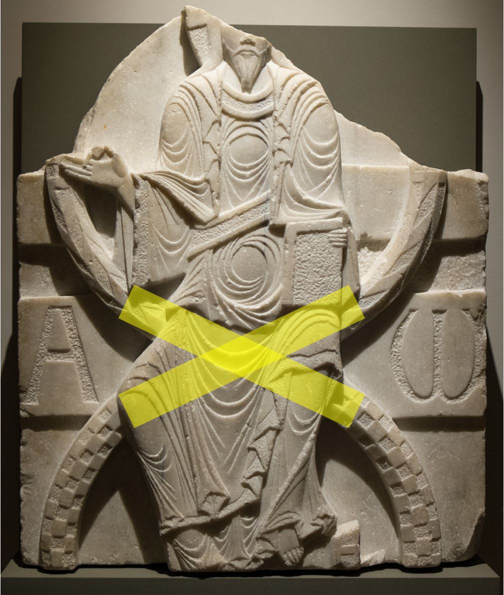 Christ en majeste XIIeme siecle Musee Fenaille Rodez schema croix