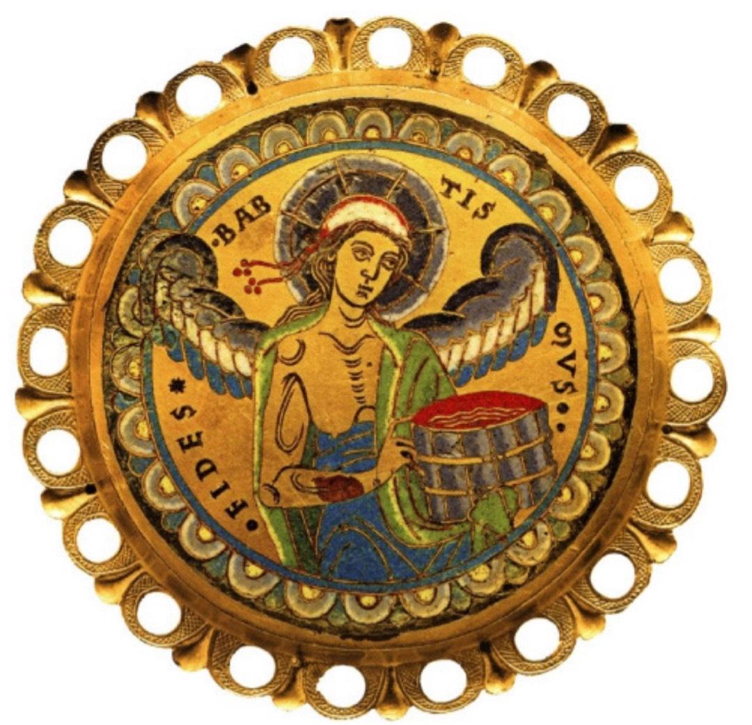 Fides Baptismus_Medaillon ancien retable de Saint-Remacle, 1150 Museum fur Angewandte Kunst Francfort