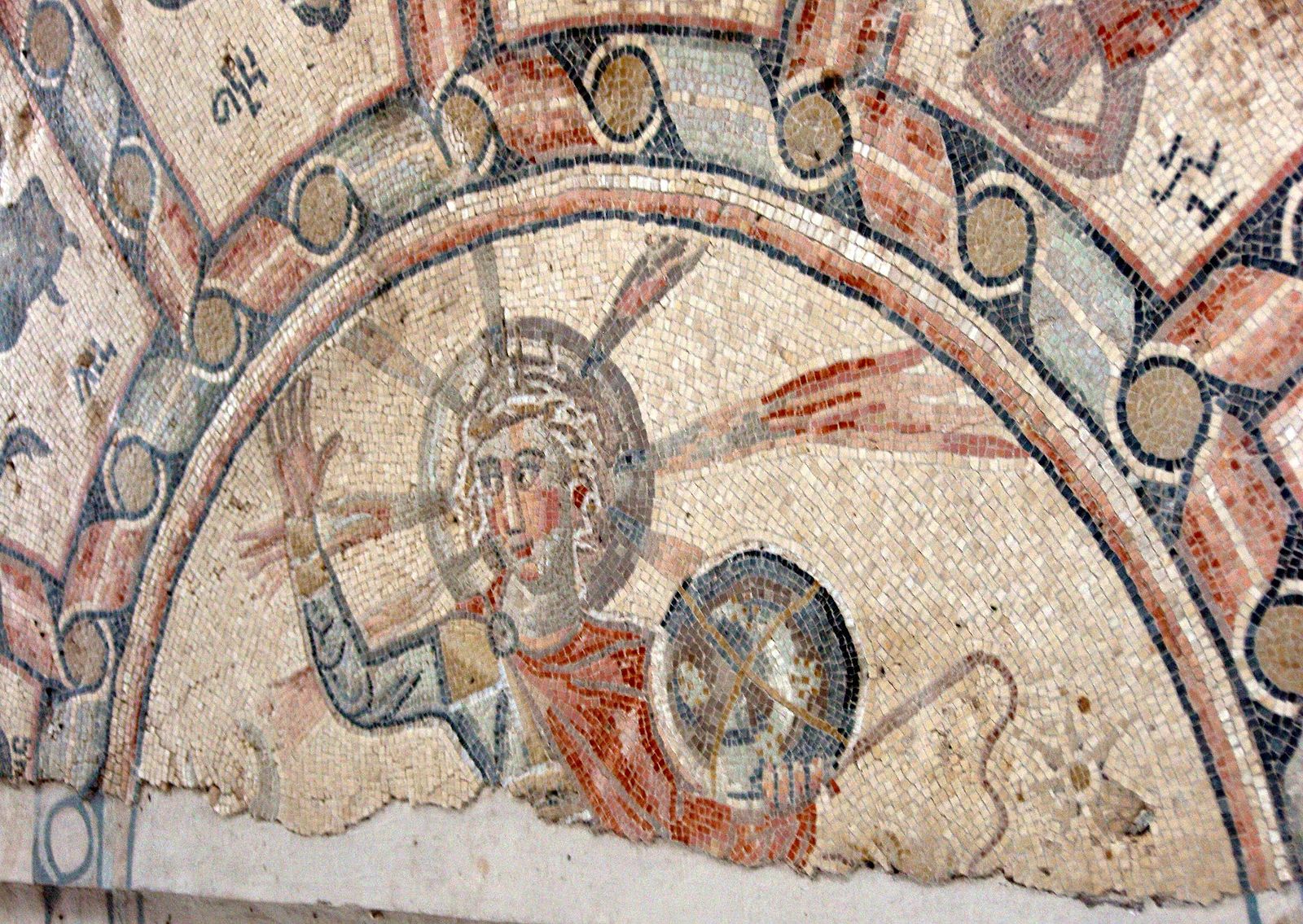 Mosaique de Hamat-Tiberias (seconde synagogue) fin 4eme siecle Helios