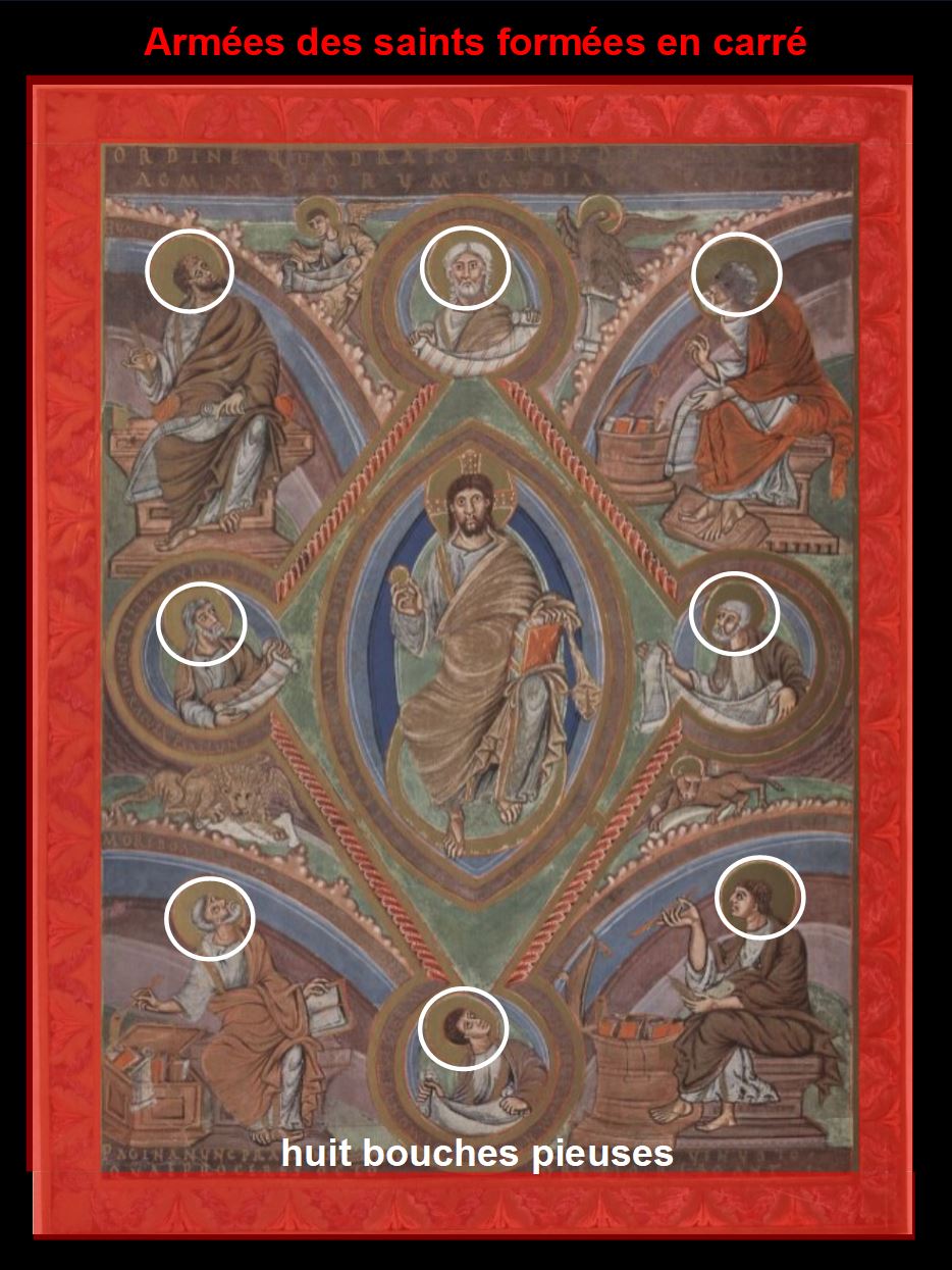 codex-aureus-de-saint-emmeran 870 ca Christ en majestel Munich, Bayerische Staatsbibliothek schema 3