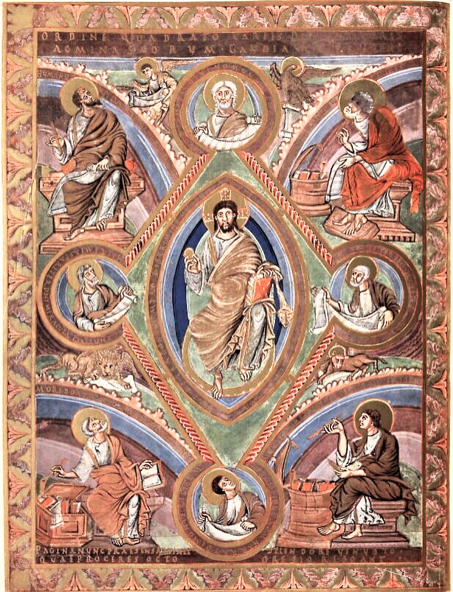 codex-aureus-de-saint-emmeran 870 ca Christ en majestel Munich, Bayerische Staatsbibliothek schema 2