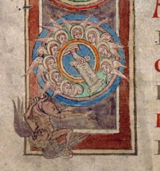 1084 Bible of Lobbes, Abbey St. Peter of Lobbes (Flandres) Tournai, Bibliotheque du Seminaire, Ms. 1. fol 6 detail