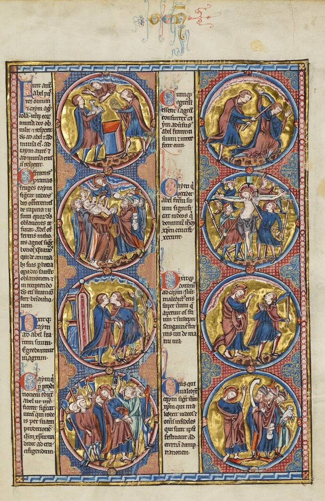 1230-1245 Bible moralisee Oxford-Paris-Londres Bodleian Library MS. Bodl. 270b fol 8r abel et cain