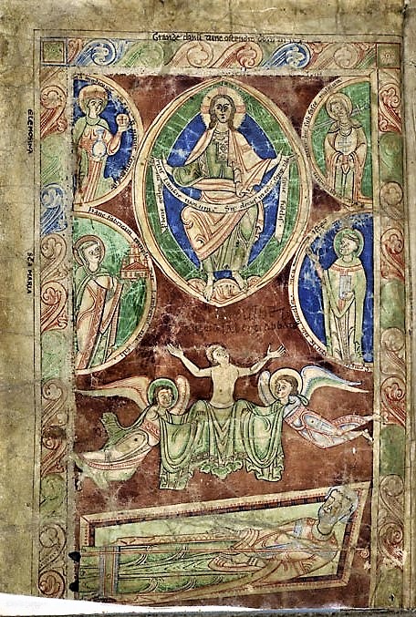 ap 1125 Boulogne sur mer mort de Lambert, abbe de Saint-Bertin BM MS 0046 fol 1v IRHT