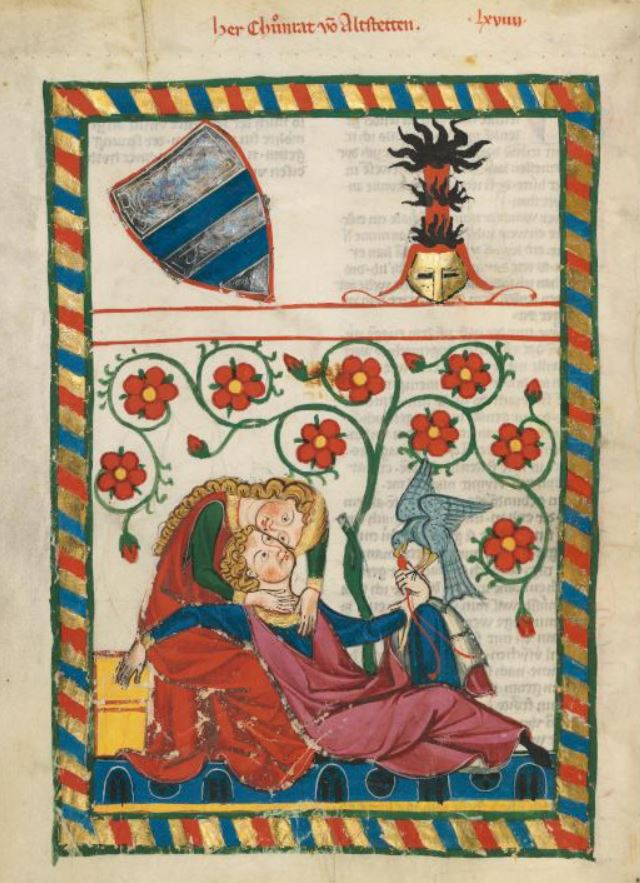 1305-15 Codex Manesse, UB Heidelberg, Cod. Pal. germ. 848, fol. 249V Herr Konrad von Altstetten