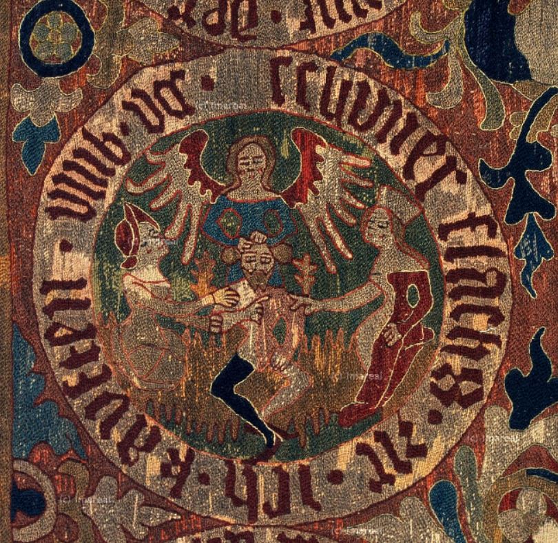 Frau Minne Tapisserie aux medaillons 1385-1395 Museum der Stadt Regensburg photo imareal Medaillon 5
