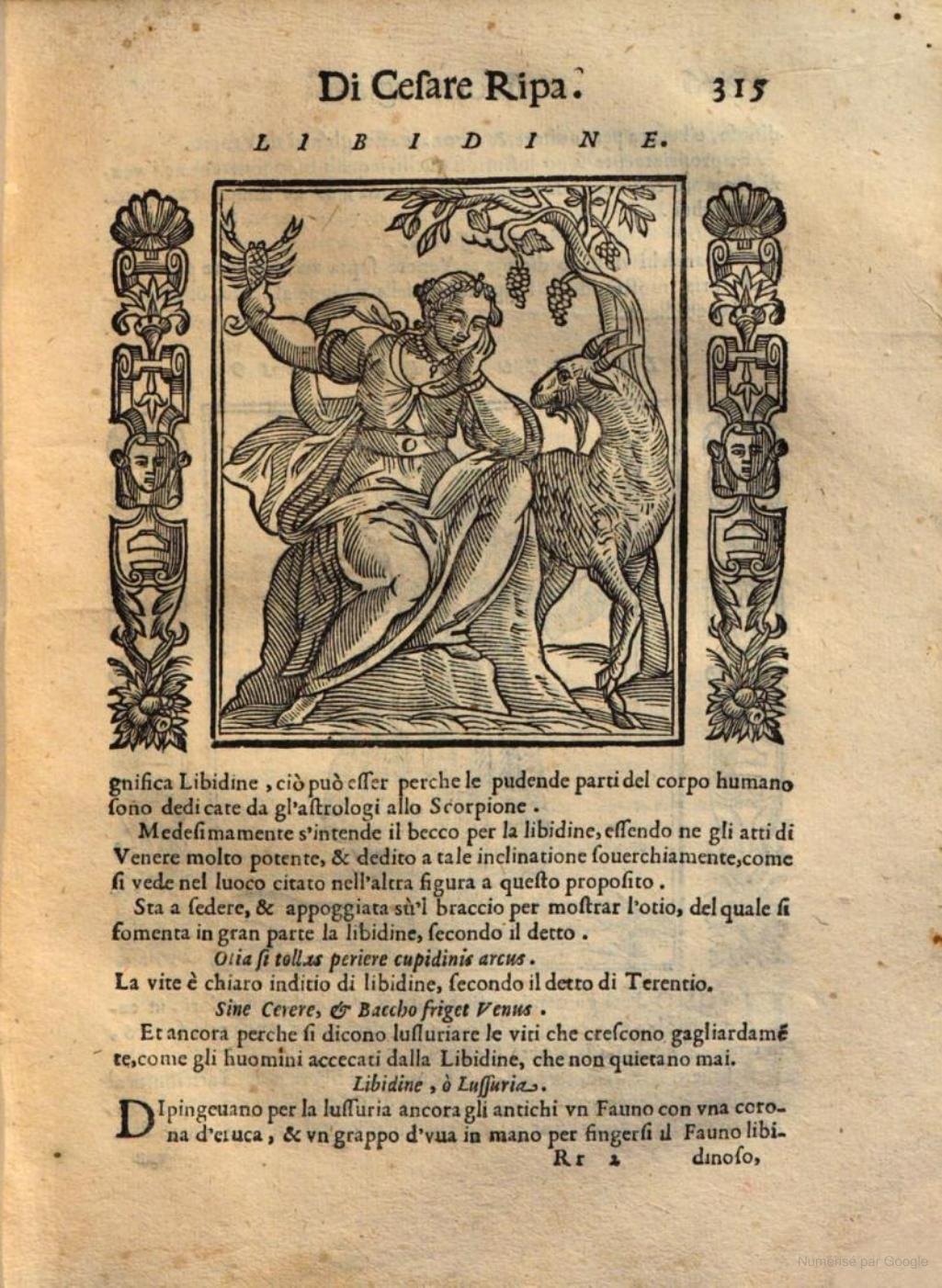 Ripa 1611 Libidine Iconologia ed Pietro Paolo Tozzi
