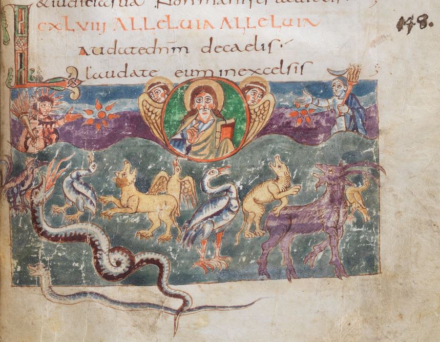Psautier de Stuttgart Psaume 148 vers 820, Wurttembergische Landesbibliothek. Cod.bibl.fol.23 fol 162r