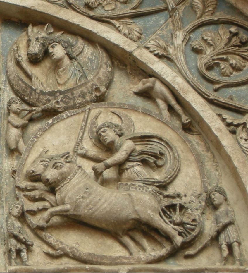 Antelami 1200 ca Portail de la Vie Baptistere de Parme detail Lune
