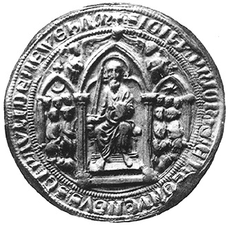 1240–1260 Seal of Priory of St Paul of Newenham London, British Museum, Catalogue of Seals, I (1887) , pp. 672-673(3692)