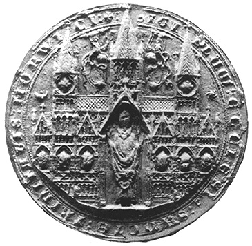 1258 Seal of Norwich Cathedral Priory Herbert of Lozinga cathedral of Norwich London, British Museum, Catalogue of Seals, I (1887) , pp. 322-323(2093)