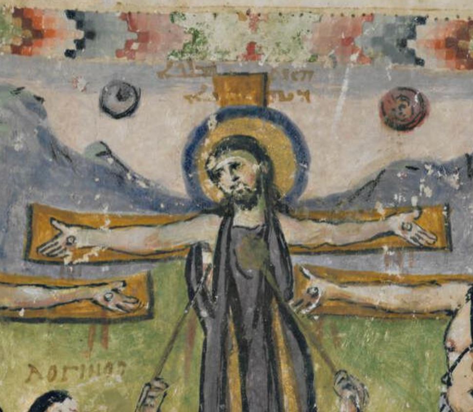 586 Crucifixion Evangiles de Rabula Biblioteca Medicea Laurenziana, cod. Plut. 1.56 fol13r detail