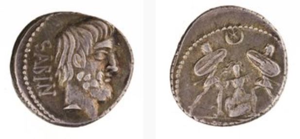 EtoileDansCroissant L. Titurius Sabinus 89 BC Rois Tatius Tarpeia RRC 344-2a