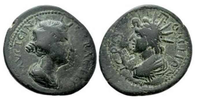 FemmeHomme Helios 17 Marc Aurele (Helios) Faustina II 147-175 CILICIA. Hierapolis-Castabala