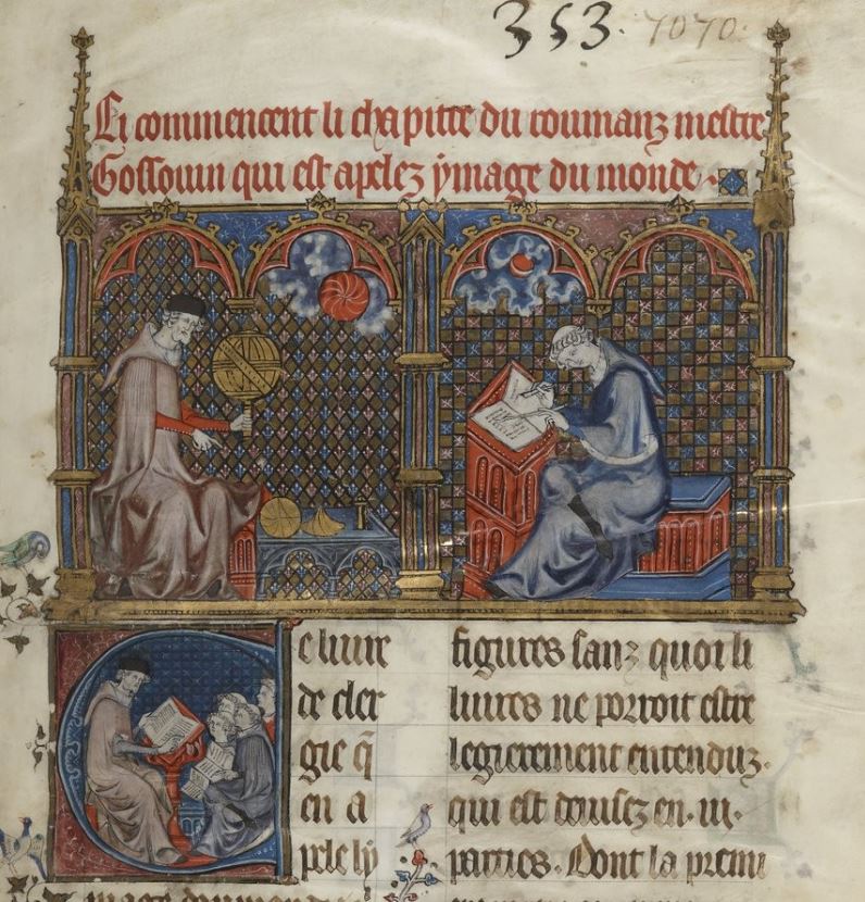 Maitre de Fauvel 1320-25 Gossuin de Metz Image du Monde BNF Fr.574 fol 1r