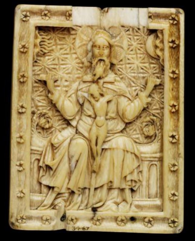 Trone de Grace Ivory osculatorium, England or France, c. 1350-1400 (London, Victoria and Albert Museum, museum no 34-1867