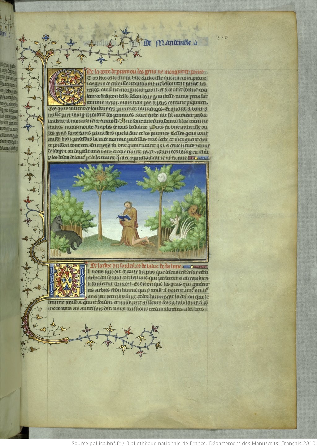 alexandre-devant-les-arbres 1410-12 Voyages de Jean de mandeville BnF, Français 2810 f.220