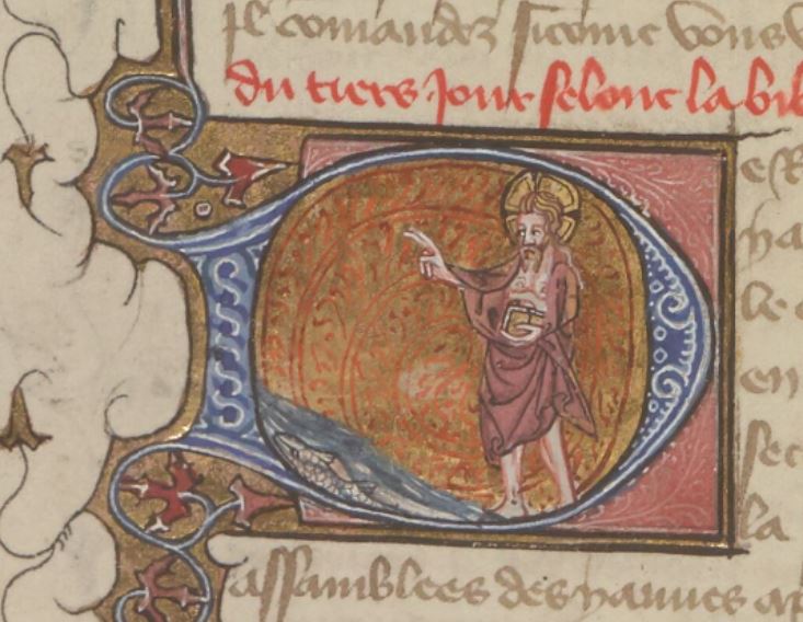 guiard des moulins, bible historiale 1375-1400 BNF Français 164 fol 2v Deuxieme jpur