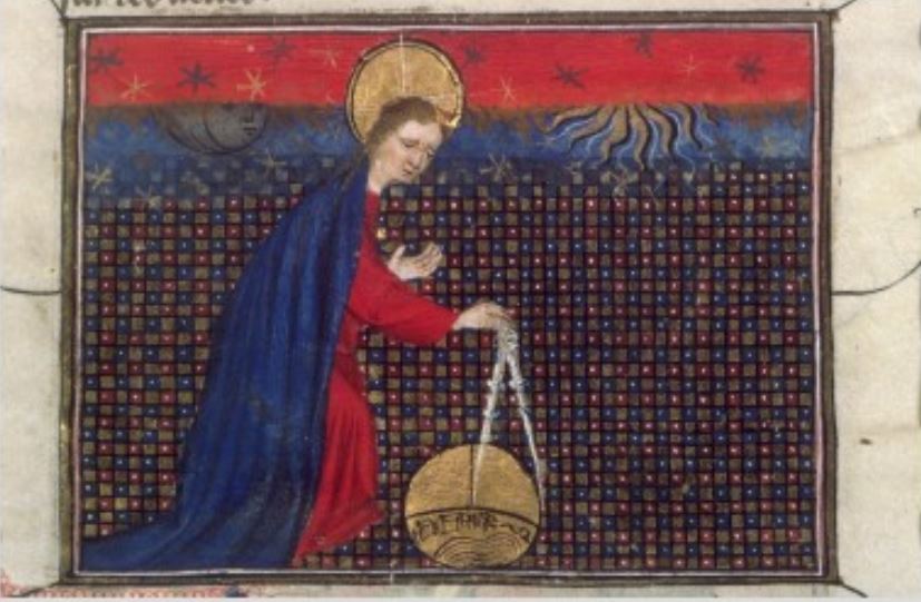 guiard des moulins, bible historiale 1417 Paris, BnF, Français 163 fol 2v Commencement Le ciel et la Terre