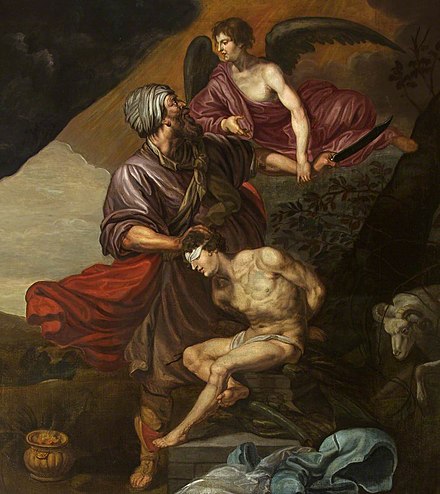 5Oc 1674 British_(English)_School_-_The_Angel_of_the_Lord_Preventing_Abraham_from_Sacrificing_His_Son,_Isaac__National_Trust