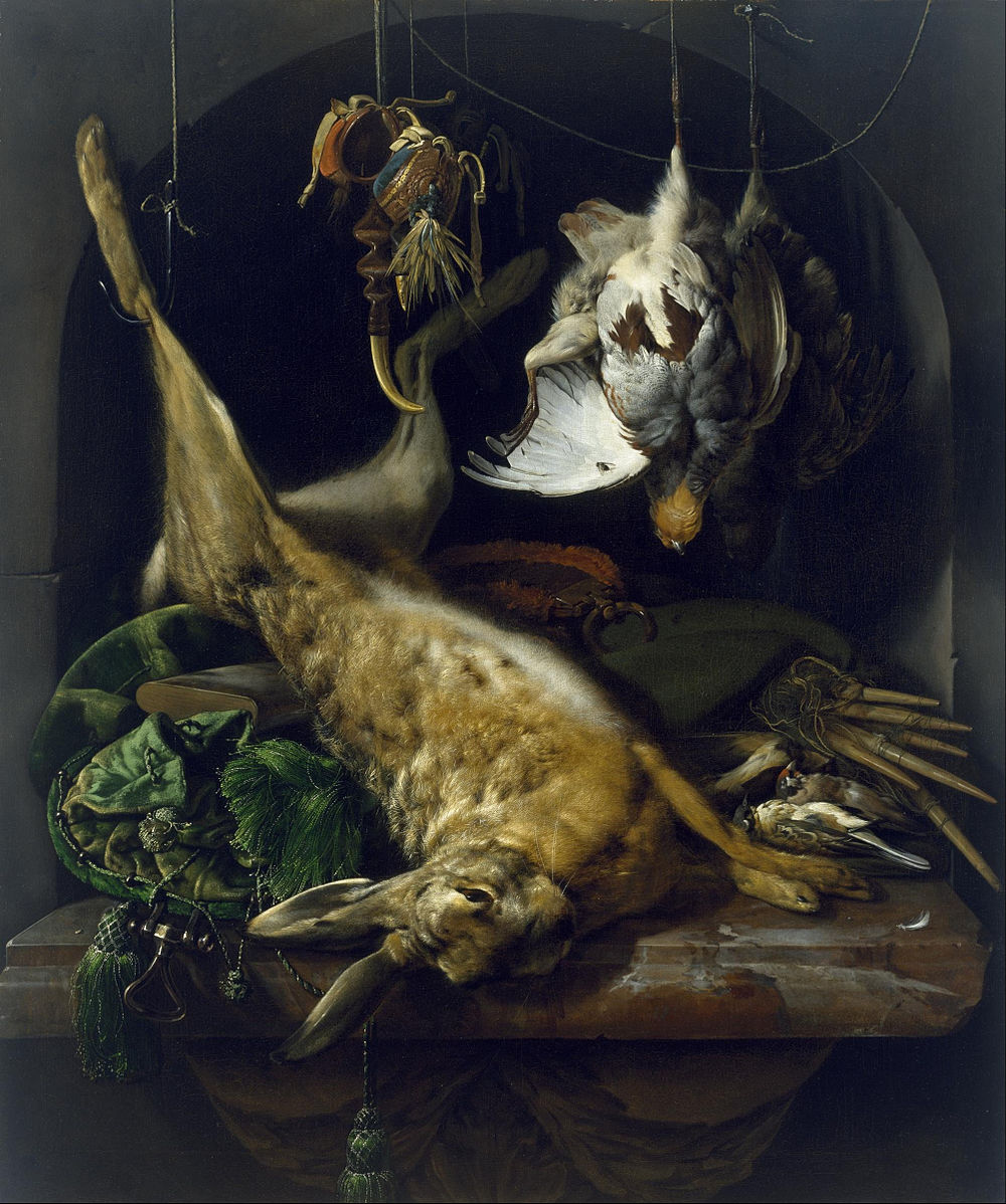 16 Jan_Weenix 1675 ca_Still_Life_of_a_Dead_Hare,_Partridges,_and_Other_Birds_in_a_Niche_Museum of Fine Arts, Houston