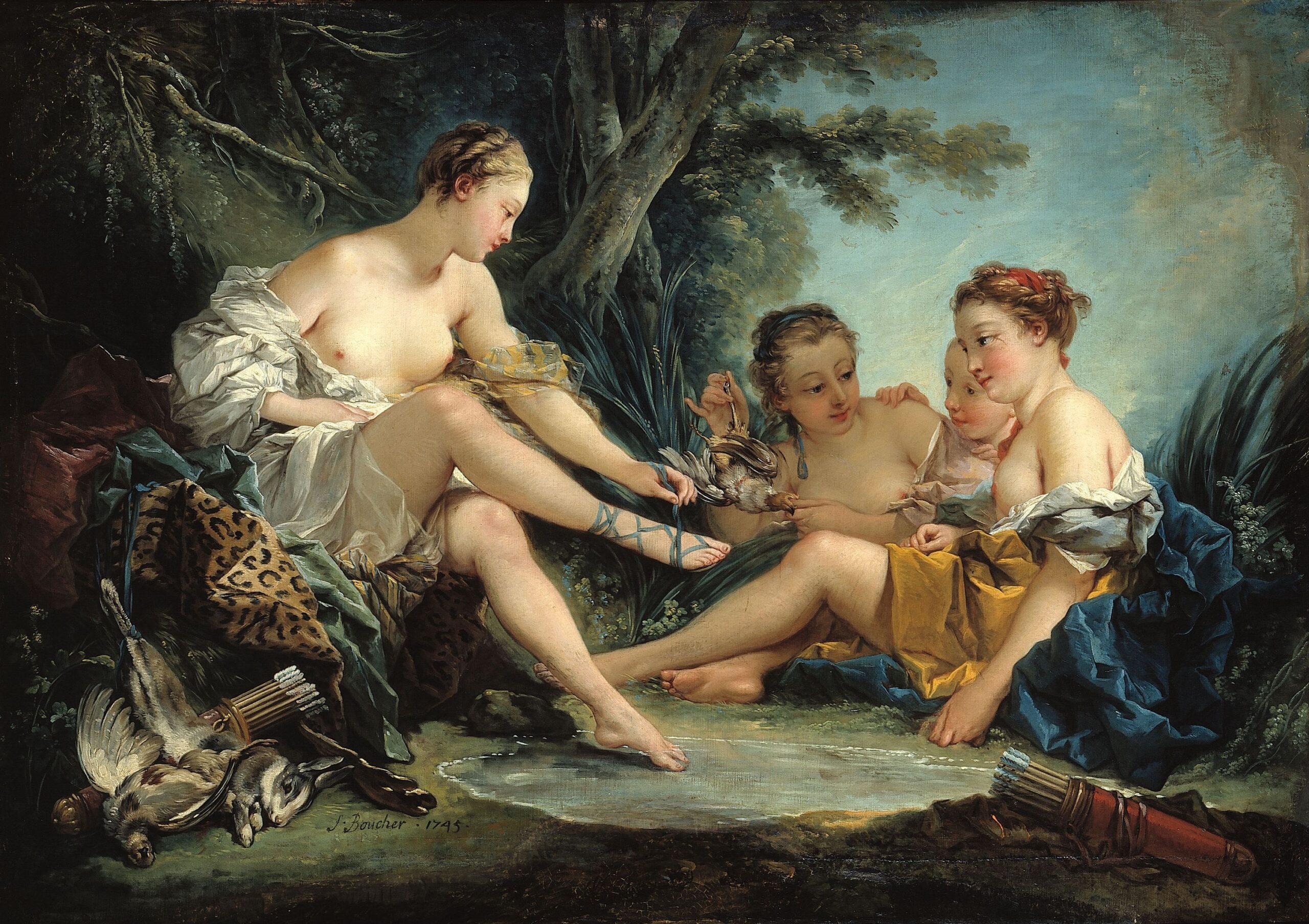 François Boucher (1703-1770). "Le Repos des nymphes" ou "Retour de chasse de Diane". Huile sur toile, 1745. Paris, musée Cognacq-Jay.