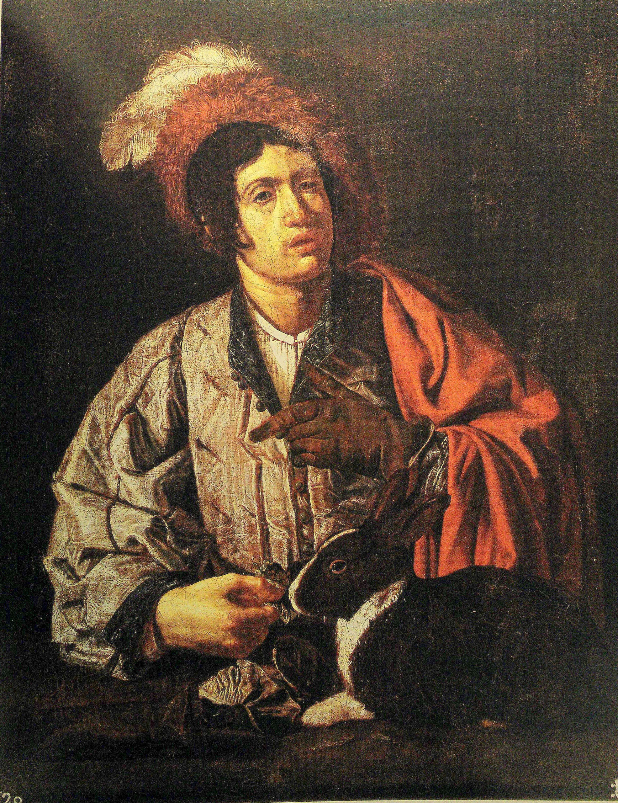 Cecco del Caravaggio 1610-20 Homme avec un lapin Palazzo Reale Madrid