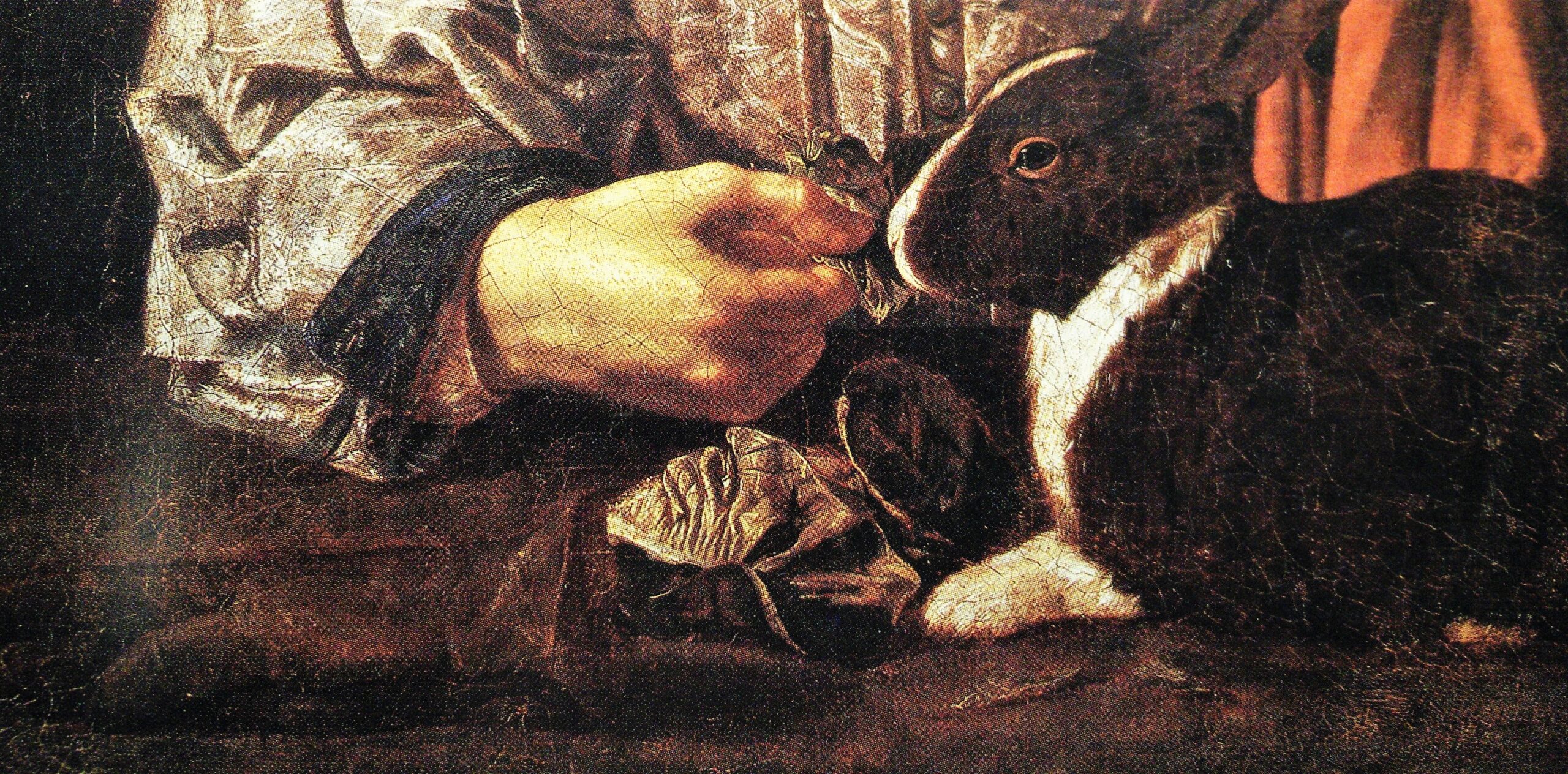 Cecco di Caravaggio Portait d'homme avec un lapin detail