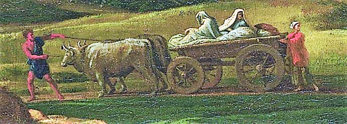 Poussin 1648 Paysage avec les funerailles de Phocion. Cardiff, Musee national du Pays de Galles char