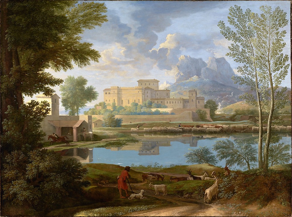Poussin 1651 Landscape_-_A_calm Un Temps calme et serein Getty Museum