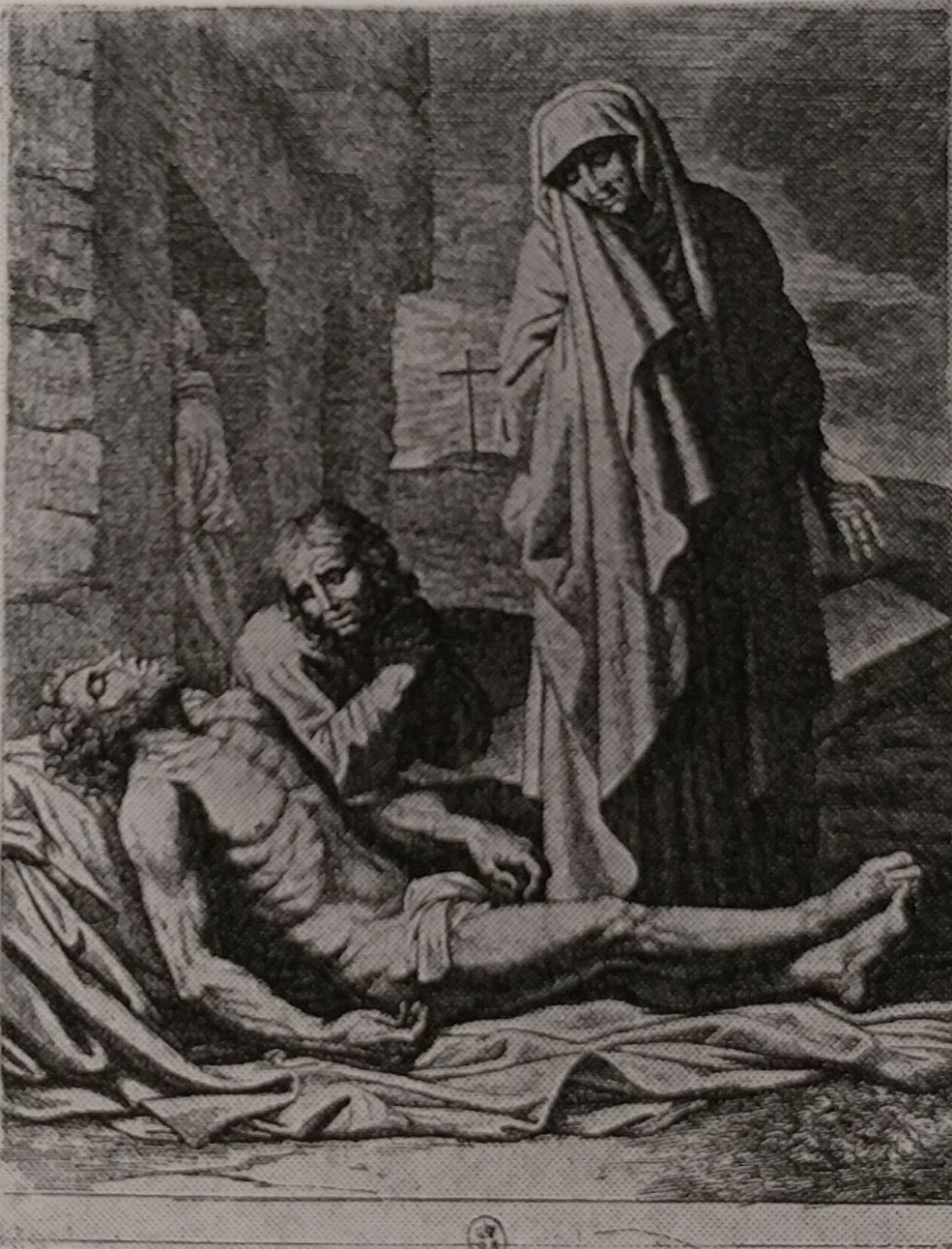 Poussin 1653 Lamentation sur le Christ Mort gravure de Pietro del Po (inverse)