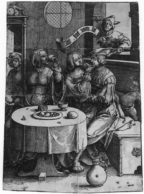 Lucas de Leyde 1517 Scene de Taverne (l'enfant prodigue) BNF