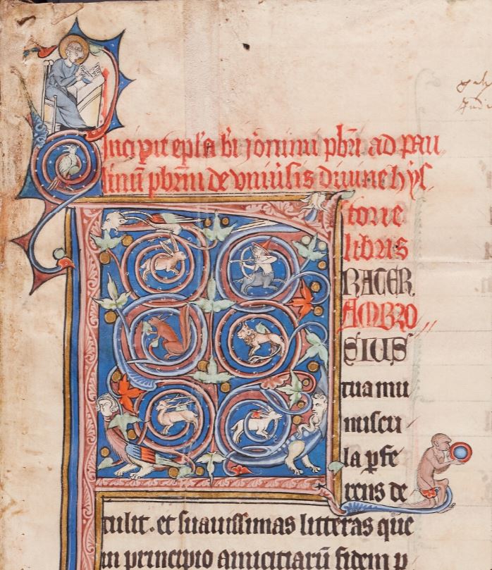 1265–75 Prologue to Genesis, Henricus Bible, Brugge, Archief Grootseminarie Ten Duinen, Ms. 1-2 mmfc-18557 fol 1r