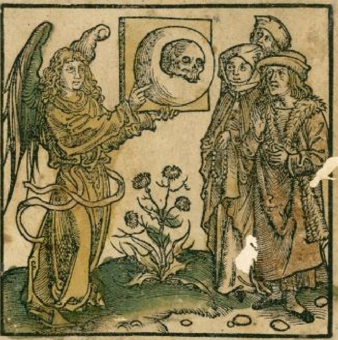 1498 ca Practica des bosen und des guten Engels, Leipzig Konrad Kachelofen Wurttembergische Landesbibliothek,Stuttgart, Inc. fol. 13312b detail