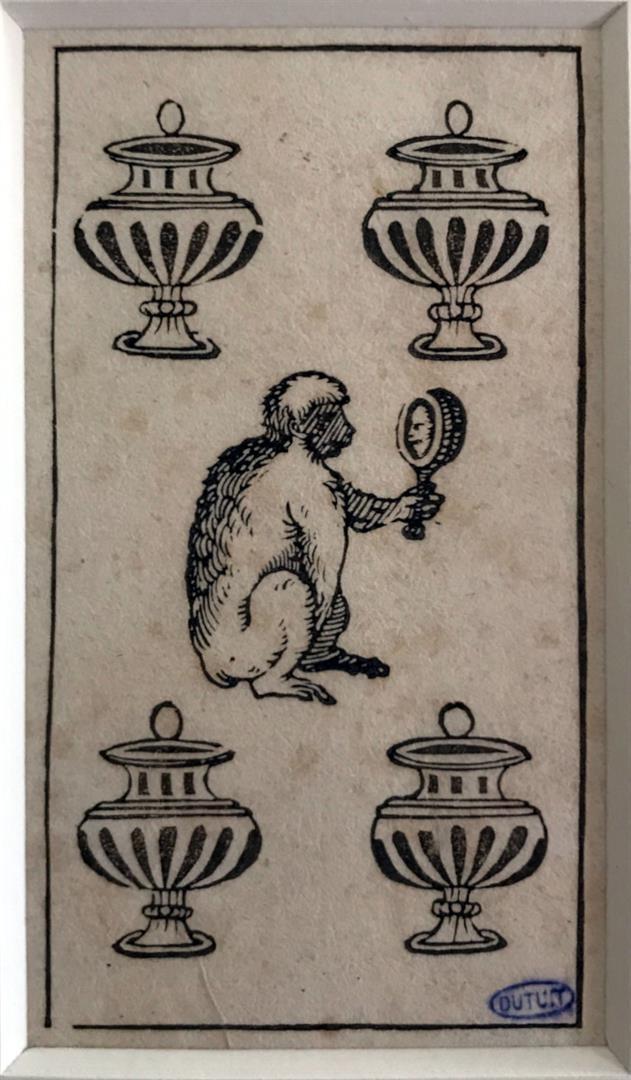 1547 Francesco di Domenico detto PadovanoJeu de minchiate DI COPPE la scimmia si specchia Petit Palais