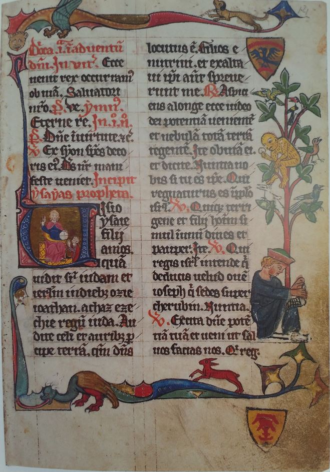 Vision d'Isaïe Breviaire cistercien 1300-30 Luzern Zentralbibliotek P4.4 fol 14