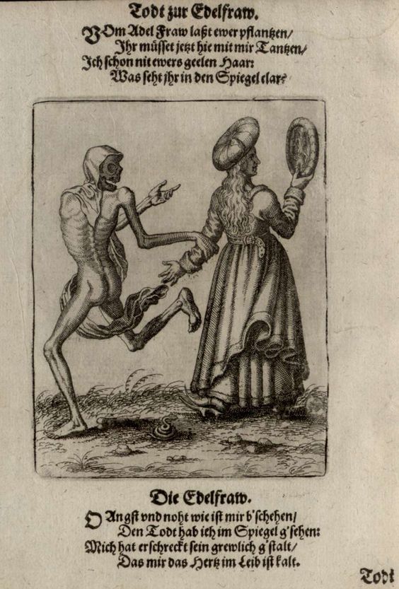 1440 La noble dame , figure de La danse macabre du Grand-Bale - gravure de- Merian 1621