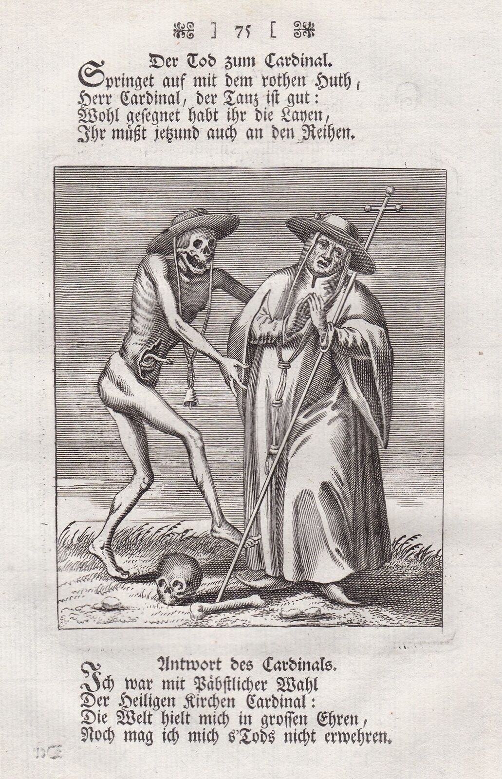 1440 Le cardinal , figure de La danse macabre du Grand-Bale - gravure de- Merian 1621