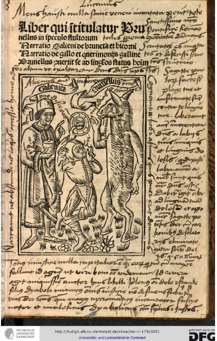 1499 Wirecker, Brunellus in Speculo Stultorum Cornelius von Zuricksee, Cologne Université de Darmstadt