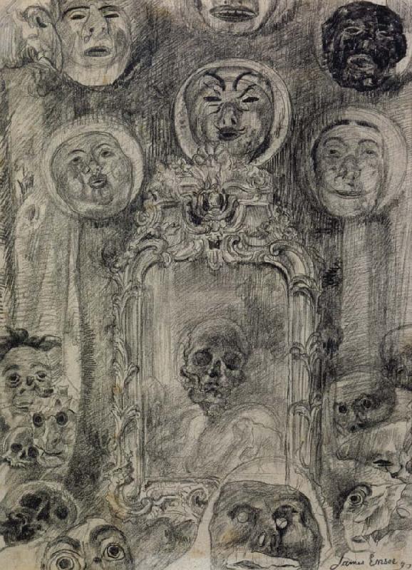 1890 James Ensor-Miroir au squelette