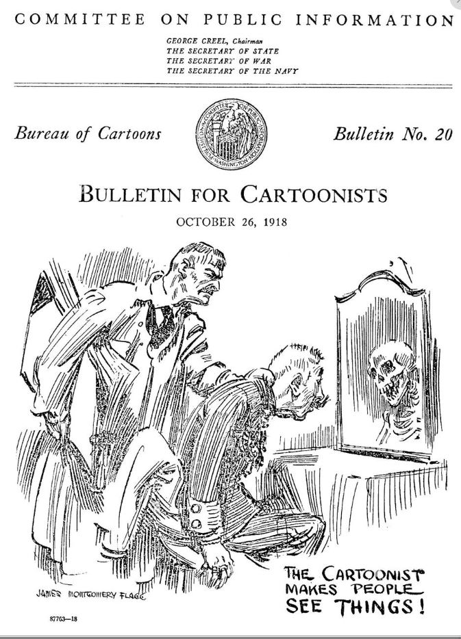 1918 26 octobre James Montgomery Flagg Bulletin pour des caricaturistes