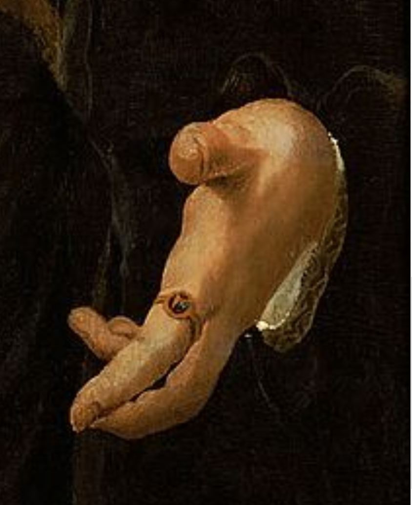 FURTENAGEL 1527 Portrait du peintre Hans Burgkmair avec son epouse Anna main droite