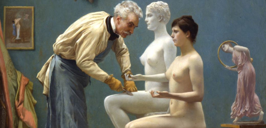 Gerome 1890 Travail du marbre ou L'artiste sculptant Tanagra detail 2