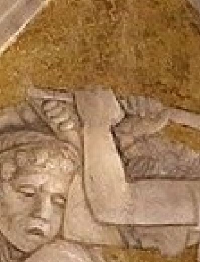 Andrea_mantegna,_camera_degli_sposi,_1465-74,_volta,_pennacchi_03_morte_di_orfeo detail