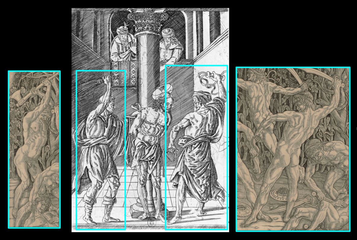 Flagellation Serie de la Vie du Christ et de la Vierge 1490-1500 Florence BNF schema