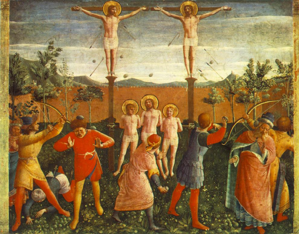 Fra Angelico 1438-40 , Pala-di-San-Marco-Musee San Marco Florence Crucifixion dei_santi_cosma_e_damiano,