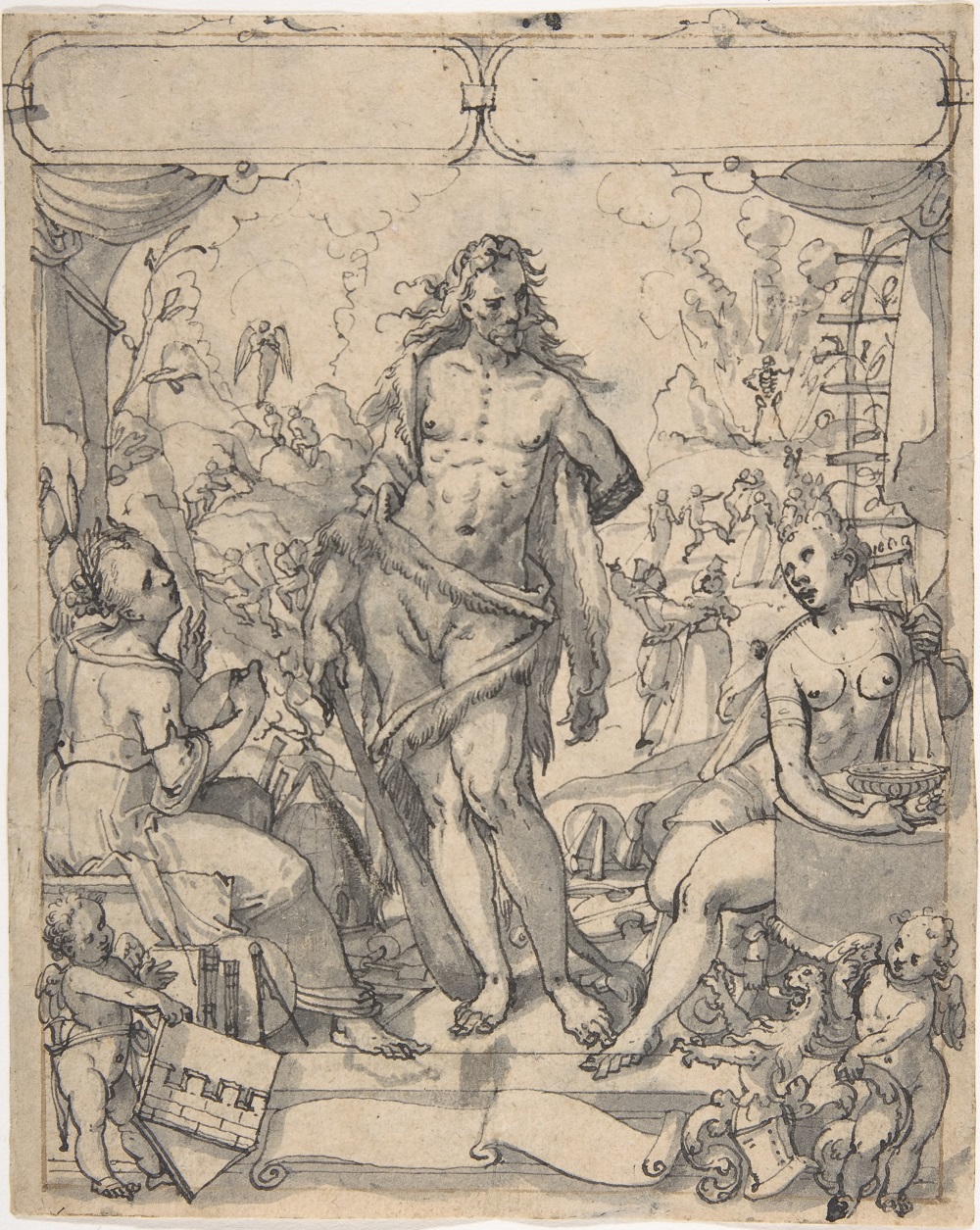 Hercule Cristoph Murer 1590-1606 Le choix d'Hercule etude pour un vitrail MET