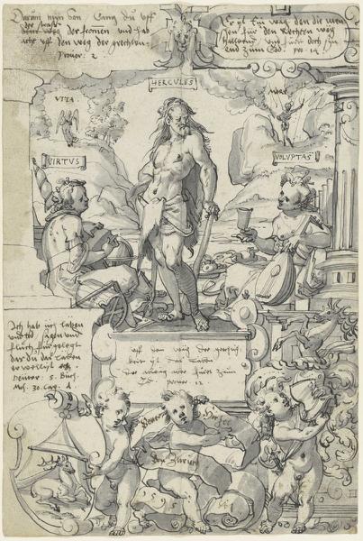 Hercule Cristoph Murer 1595 Le choix d'Hercule etude pour un vitrail Kunsthaus Zurich