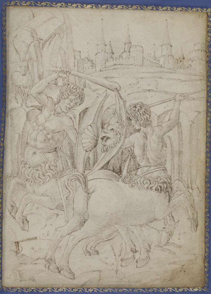 combat 1465-1474 A18 N24 marco zoppo two centaurs fighting British Museum