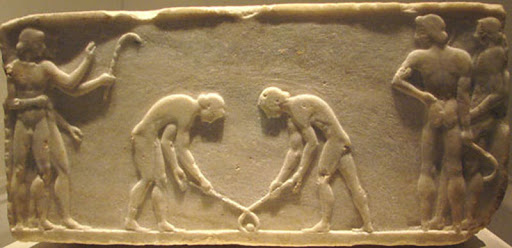 combat Jeu de type hockey 510 av JC (National Archaeological Museum, Athens
